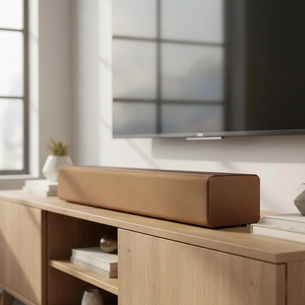 Sound bar in a modern living room setup