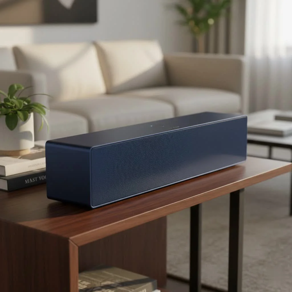 Soundbar with surround sound setup in a modern living room