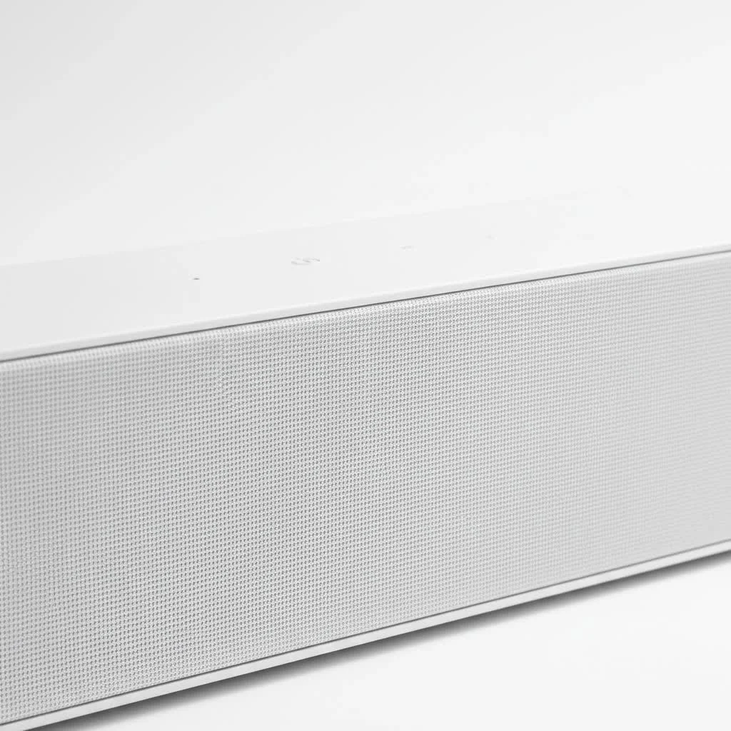 Bang and Olufsen soundbar on a minimalist stand