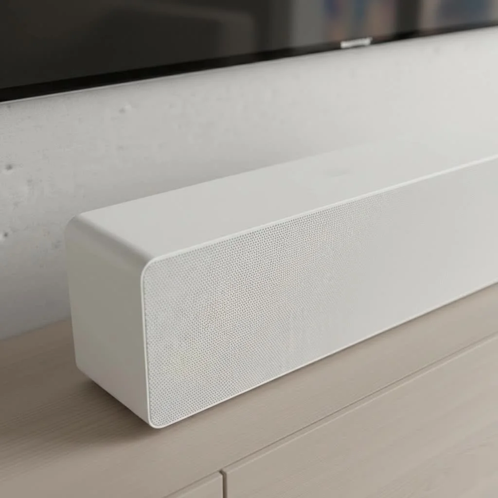 LG Dolby Atmos sound bar in a modern living room setup