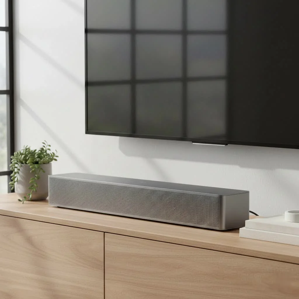 Sound bar with Bluetooth in a modern living room setup